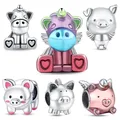 925 Sterling Silver Cute Pig Piggy Bank Unicorn Wing Fashion Beads Fit Original Pandora Charms 925