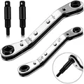 Tools:3/16” to 3/8” 5/16'' x 1/4''Air Conditioner Valve Ratchet Wrench with 2 Hexagon Bit Adapter