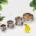 1 PC Birds Hanging Cage Bowl Stainless Steel Pet Birds Dish Cup Anti-turnover Feeding Food Drinking