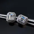 Emerald Cut Moissanite Diamond Stud Earring 100% Real 925 sterling silver Promise Wedding Earrings