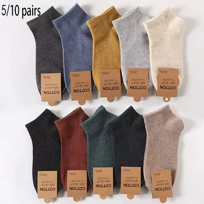 5/10 pairs Cotton Men Socks Pack Breathable Sock Set High Quality Short Socks Black Ankle Short Gift For Man Size 39-44 Sox sock