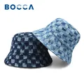 Bocca Denim Bucket Hat Plaid Pattern Panama Fisherman Hats Jeans Designer Style Autumn Winter