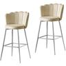 Lot de 2 tabourets de bar nymphea chrome velours beige