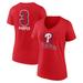 Women's Fanatics Branded Bryce Harper Red Philadelphia Phillies Fastball Player Name & Number V-Neck T-Shirt