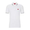 Cotton-piqué slim-fit polo shirt with red logo label