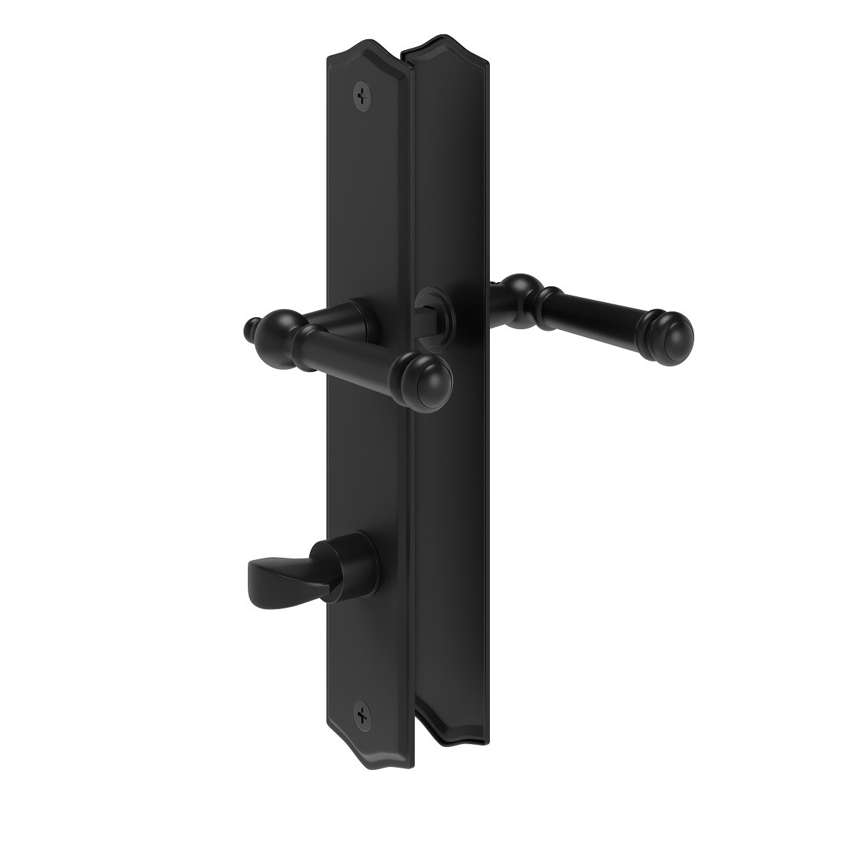 MS Beschläge Antik Türdrücker Messing Langschildgarnitur Schwarz matt Türgriff WC DIN Norm Image