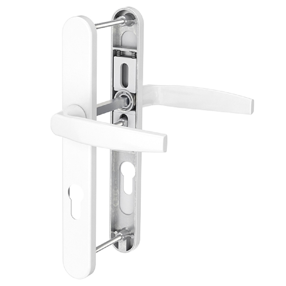 MS Beschläge Langschild PZ 72mm Schmalrahmengarnitur Weiß Drücker/Drücker TS 71-86mm Image