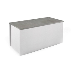 Dmora Koffer Miltonia, Geräumige Mehrzweck - Aufbewahrungsbox, Moderne Brust, 100% Made in Italy, 90x45h45 cm, Weiß und Beton Image