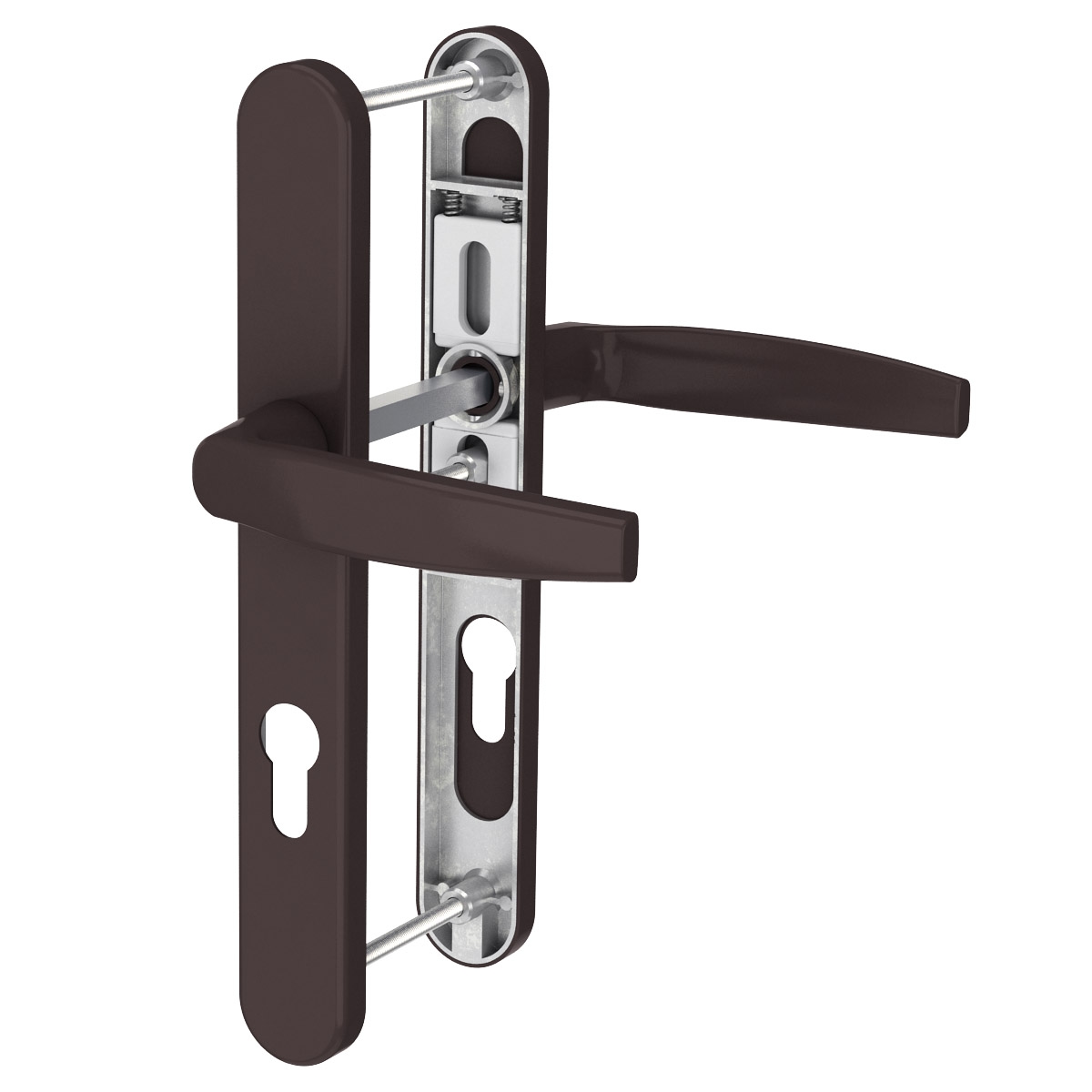 MS Beschläge Langschildgarnitur 72mm Schmalrahmengarnitur Braun PZ Drücker/Drücker 39-54mm Image