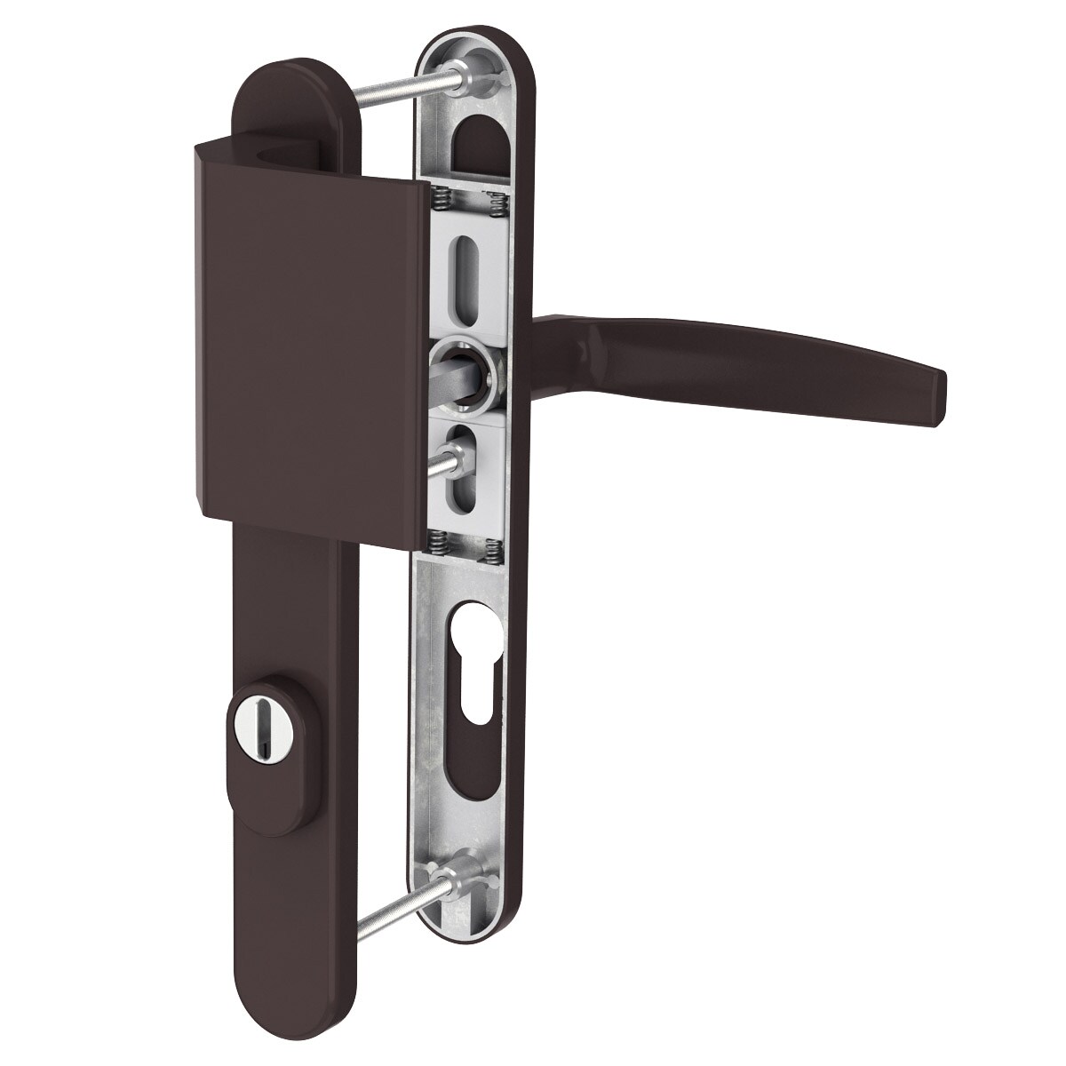 MS Beschläge 72mm Schmalrahmengarnitur Türbeschlag PZ Stossgriff/Drücker 55-70mm Kernziehschutz Image