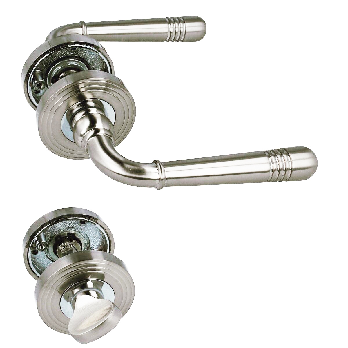 MS Beschläge Türdrücker Türbeschlag Rosettengarnitur Drückergarnitur matt Nickel WC - Bad Image