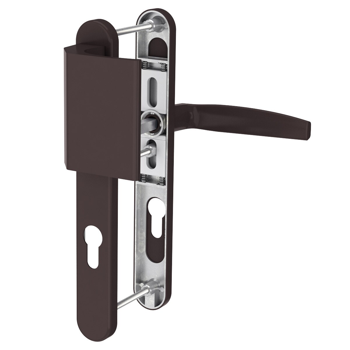 MS Beschläge Langschild Schmalrahmengarnitur 92mm Braun Stossgriff/Drücker TS 87-102mm Image