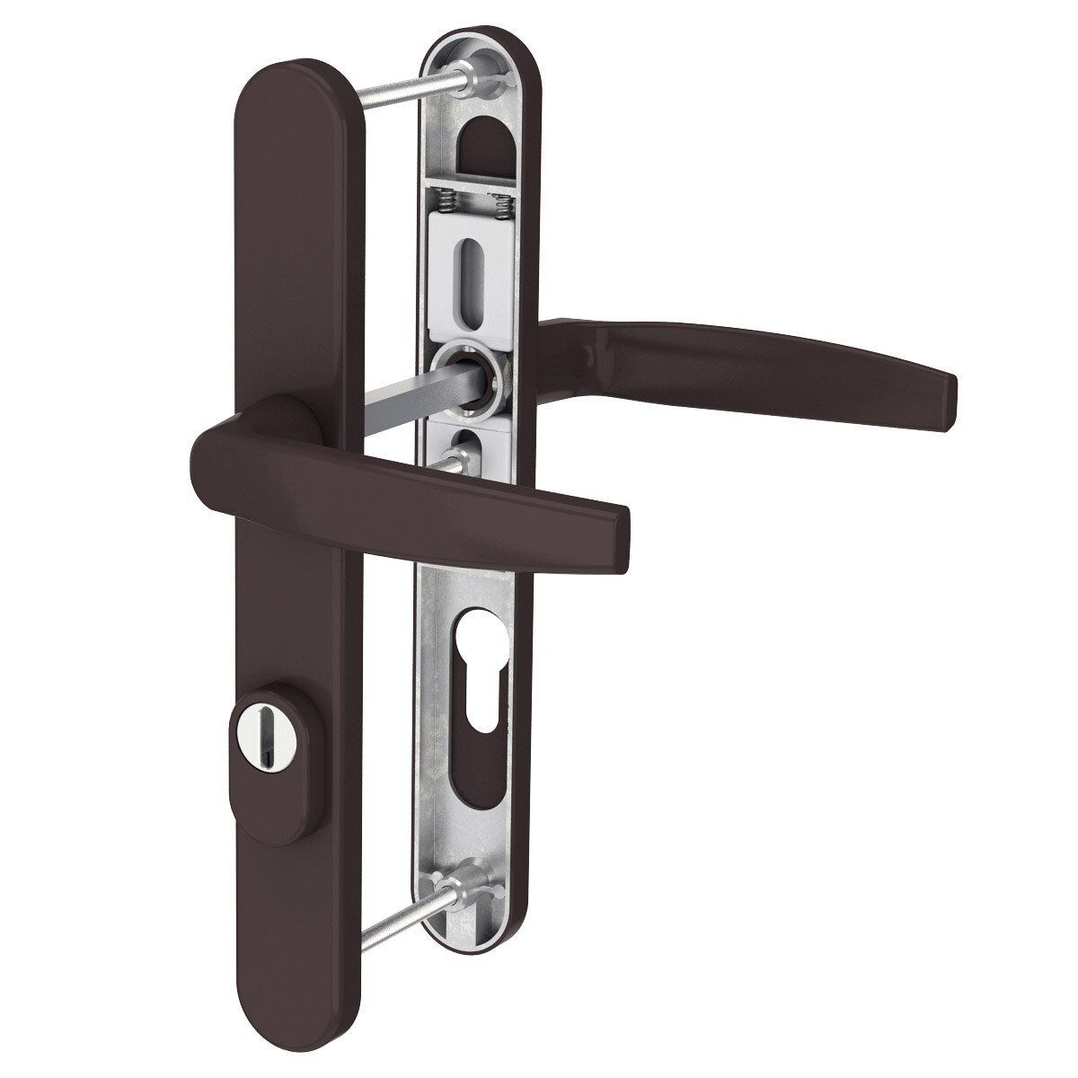 MS Beschläge 72mm Schmalrahmengarnitur Braun Türbeschlag PZ Drücker/Drücker 55-70mm Kernziehschutz Image