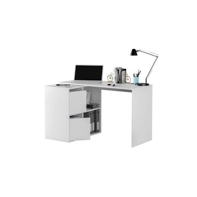 Dmora Schreibtisch Milwaukee, Modularer Schreibtisch mit Regal, Arbeits- oder Bürotisch mit mehreren Positionen und Eckm
