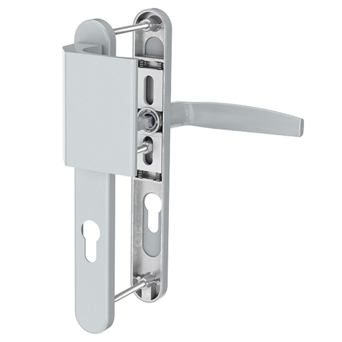 MS Beschläge Silberne Schmalrahmengarnitur 72mm PZ Türdrücker Stossgriff/Drücker TS 55-70mm Image