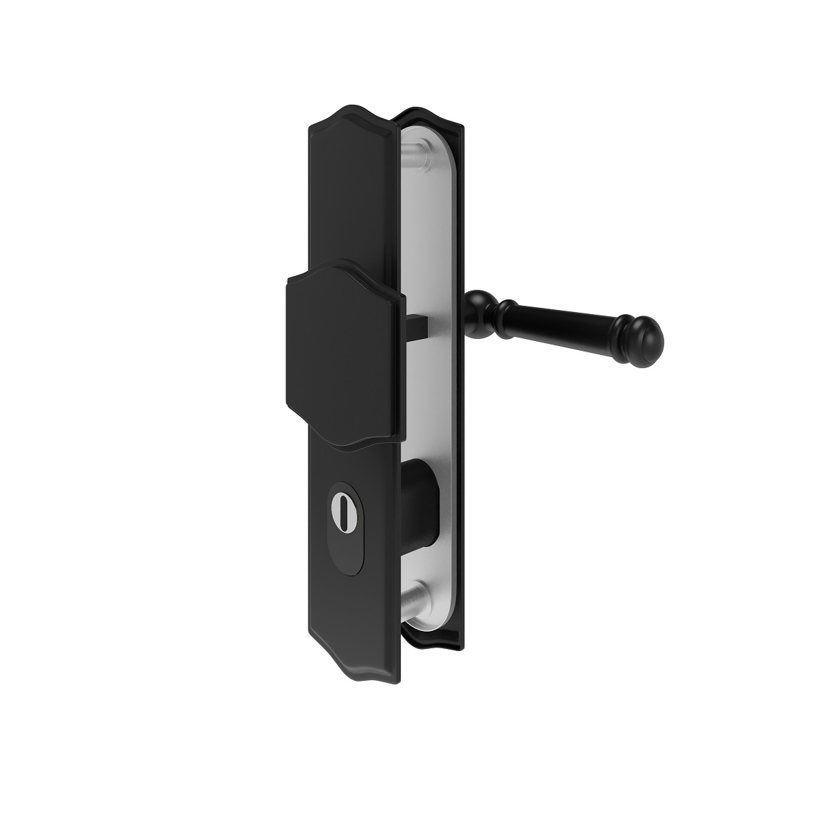 MS Beschläge Sicherheits-Türdrücker Messing Schutzbeschlag Griffplatte / Drücker DIN 10/92 Image