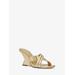 Michael Kors Nadina Metallic Snake Embossed Leather Mule Gold 6