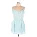 Talula Casual Dress - Mini Plunge Sleeveless: Blue Solid Dresses - Women's Size Large