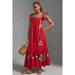 Anthropologie Dresses | Anthropologie Farm Rio Embroidered Square-Neck Dress Xxs | Color: Red | Size: Xxs