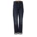 Pilcro by Anthropologie Jeans - High Rise Straight Leg Boyfriend: Blue Bottoms - Women's Size 25 - Dark Wash