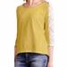 Anthropologie Tops | Anthro Little Yellow Button Mabel Top Lace Sleeve | Color: White/Yellow | Size: Xs