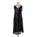 Banana Republic Factory Store Casual Dress - Midi V Neck Sleeveless: Black Print Dresses - Women's Size 8