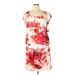 Maggy Boutique Cocktail Dress - Mini Scoop Neck Short sleeves: Red Floral Dresses - Women's Size 18