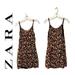 Zara Dresses | 3/$18 Zara Black Sheer &Pleated Mini Cami Dress With Allover Pink Floral Print | Color: Black/Pink | Size: Xs