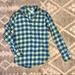 J. Crew Tops | J. Crew Size Xxs Flannel Type Checkered And Button Up Top | Color: Blue/Green | Size: Xxs