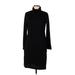 Banana Republic Casual Dress - Sweater Dress: Black Solid Dresses - Women's Size Large