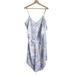 Anthropologie Dresses | Anthropologie E By Eloise Sleeveless Floral Satin Midi Slip Dress Size L | Color: Blue/Silver | Size: L