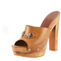 Gucci Shoes | Gucci Morena Leather Platform Clog Size 39 | Color: Tan | Size: 39