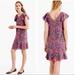 J. Crew Dresses | J. Crew Silk Flutter Ruffled Dress Vibrant Paisley Size 8 100% Silk | Color: Blue/Pink | Size: 8