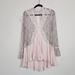 Free People Dresses | Free People Tell Tale Lace Long Sleeves Mini Dress Size S | Color: Pink/White | Size: S