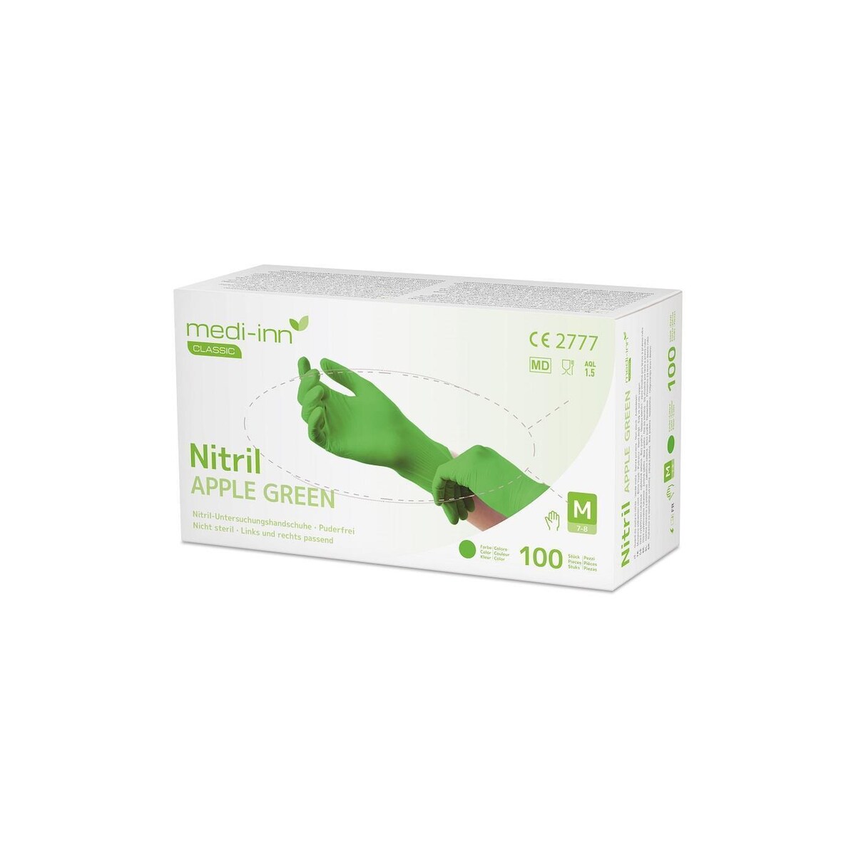 BodyProducts Medi-Inn Nitril Apple Green - grün - puderfrei - Gr. S - 1000 Einmalhandschuhe Image
