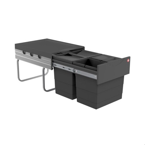 Hailo Abfallsammler 3642532 Raumspar-Tandem 2x 8,5 +18 Liter dunkelgrau