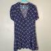 Free People Dresses | Free People Melody Printed V-Neck Mini Dress Blue Sz 8 Button Down Geometric Y2k | Color: Blue | Size: 8