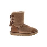 Ugg Boots: Winter Boots Stacked Heel Boho Chic Tan Print Shoes - Women's Size 7 - Round Toe