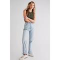 Free People Jeans | Free People Crvy Straight Shooter Jeans Light Wash High Rise Rolled Cuff | Color: Blue | Size: 32