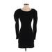 Fame And Partners Casual Dress - Bodycon Scoop Neck Long sleeves: Black Solid Dresses - Women's Size X-Small