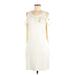 Boston Proper Casual Dress - Shift Scoop Neck Sleeveless: Ivory Print Dresses - Women's Size Medium
