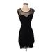 Wet Seal Cocktail Dress - Mini Scoop Neck Sleeveless: Black Print Dresses - Women's Size X-Small