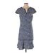 Karl Lagerfeld Paris Casual Dress V Neck Short sleeves: Blue Dresses - Women's Size 10
