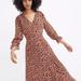 Madewell Dresses | Madewell Long-Sleeve Crossover Midi Dress In Clipdot Spring Prairie | Color: Orange/Red | Size: 4