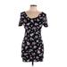 Forever 21 Casual Dress - Mini Scoop Neck Short sleeves: Black Floral Dresses - Women's Size Large