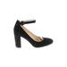 Marc Fisher Heels: Pumps Chunky Heel Cocktail Black Solid Shoes - Women's Size 8 1/2 - Round Toe