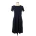 Uniqlo Casual Dress - A-Line: Blue Solid Dresses - Women's Size Large