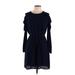 Collective Concepts Casual Dress - Mini Crew Neck Long sleeves: Blue Solid Dresses - Women's Size Large