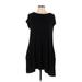 Soprano Casual Dress - Mini Crew Neck Short sleeves: Black Print Dresses - Women's Size Large