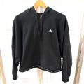 Adidas Tops | Adidas Women's Black Cropped Hoodie With Bottom Logo Trim - Size L | Color: Black | Size: L